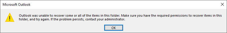 Recover Deleted Items Error